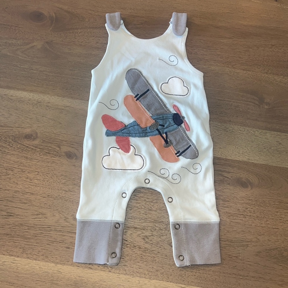 L’oved Baby 3-6 Month Organic Airplane Romper